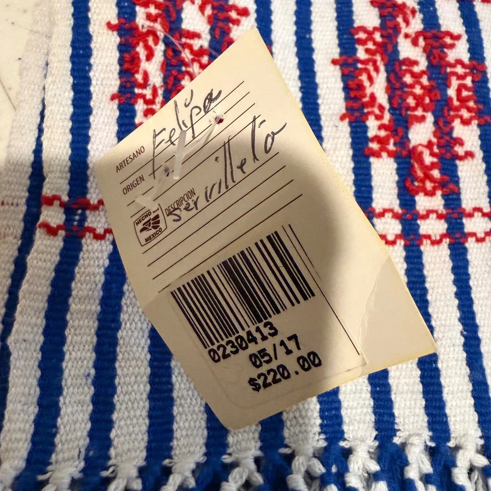 Huizache Arte Vivo de Oaxaca Servilleta Napkin OS Blue‎ White NEW Mexican Folk